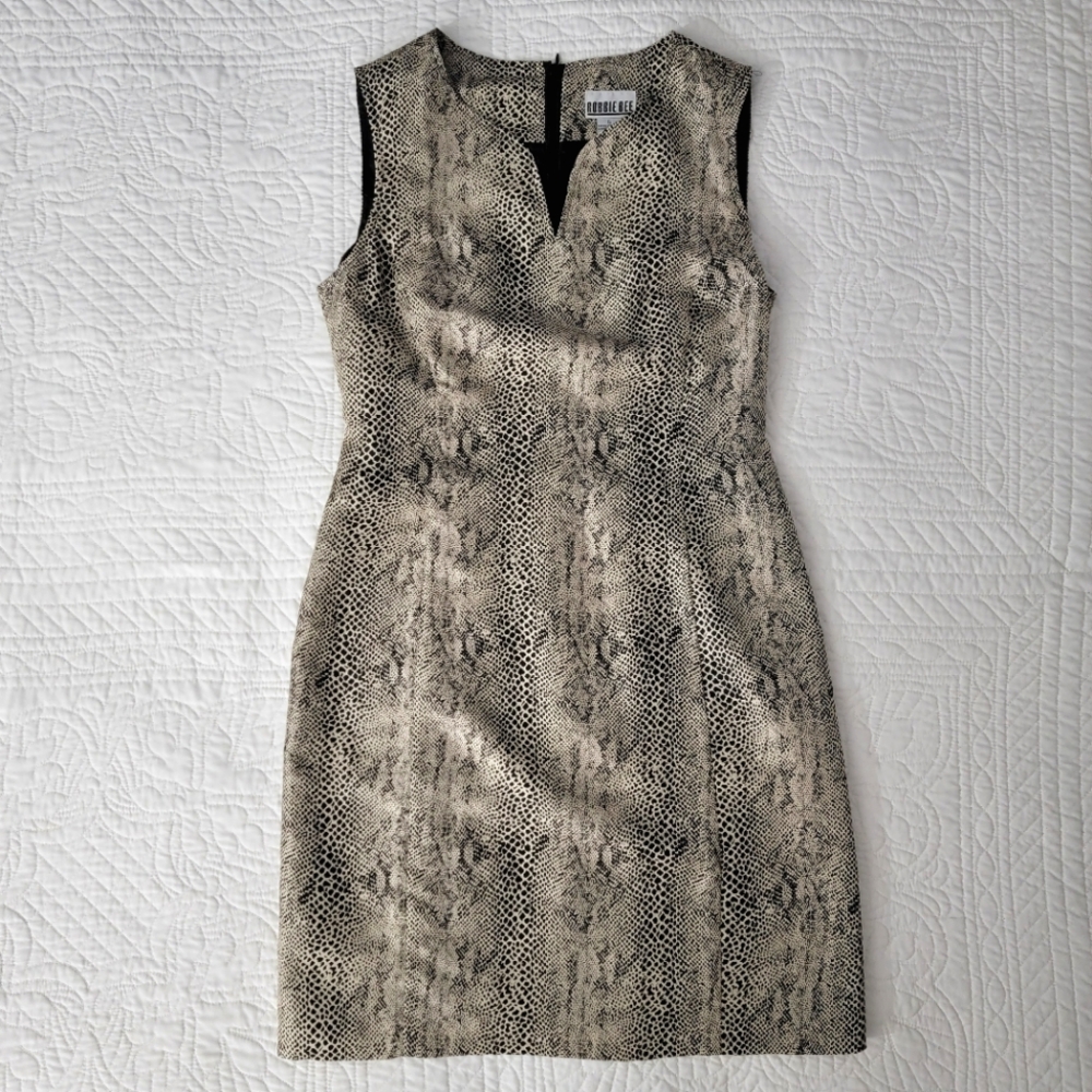 Robbie Bee Womens 100% Silk Snake Print Sleeveless Sheath Dress Size 6